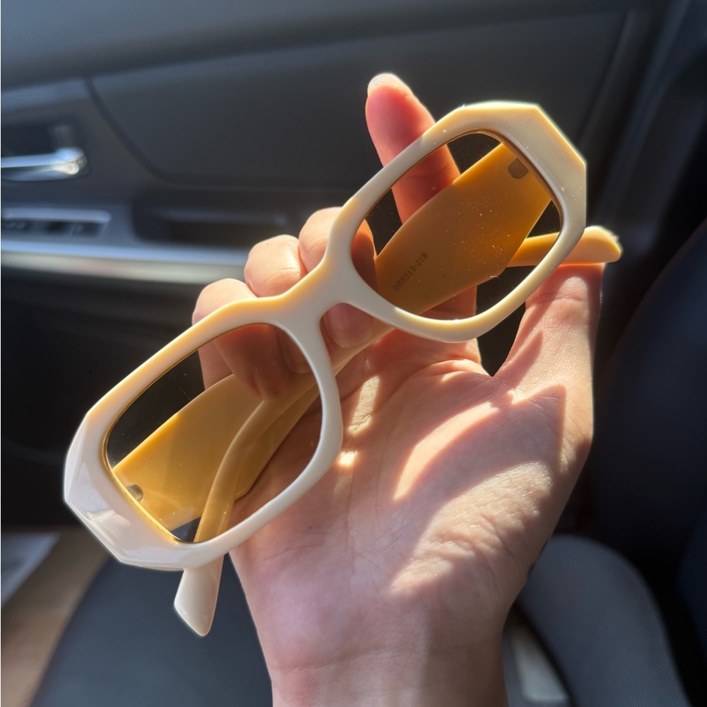 Cream Rectangular Sunglasses